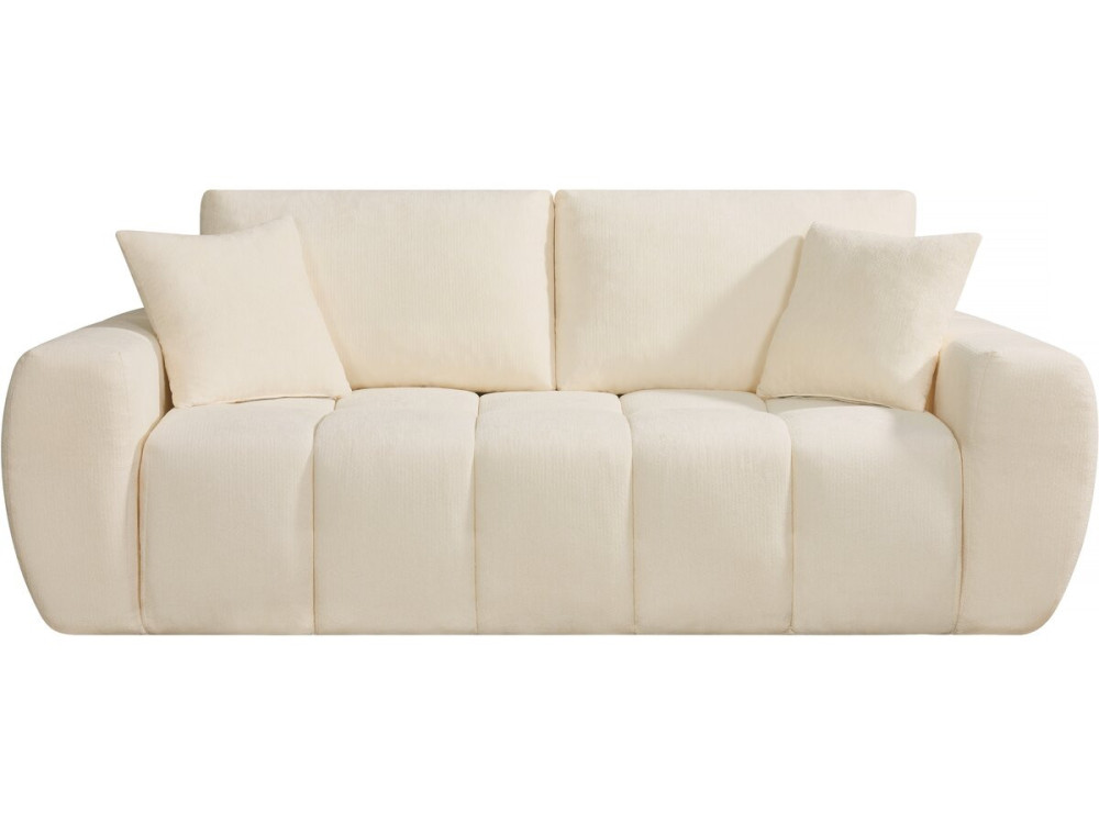 Sofa prosta "Léonie" w tkaninie bąbelkowej - 3-osobowa - Beżowa