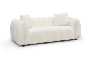 Trzyosobowa sofa prosta z tkaniny w stylu „bubble” „Balzac” – kolor kremowy