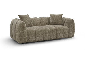 Trzyosobowa sofa prosta z tkaniny w stylu „bubble” „Balzac” – kolor taupe