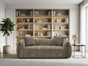 Trzyosobowa sofa prosta z tkaniny w stylu „bubble” „Balzac” – kolor taupe 2
