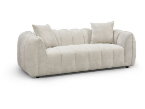 Trzyosobowa sofa prosta z tkaniny w stylu „bubble” „Balzac” – beżowa