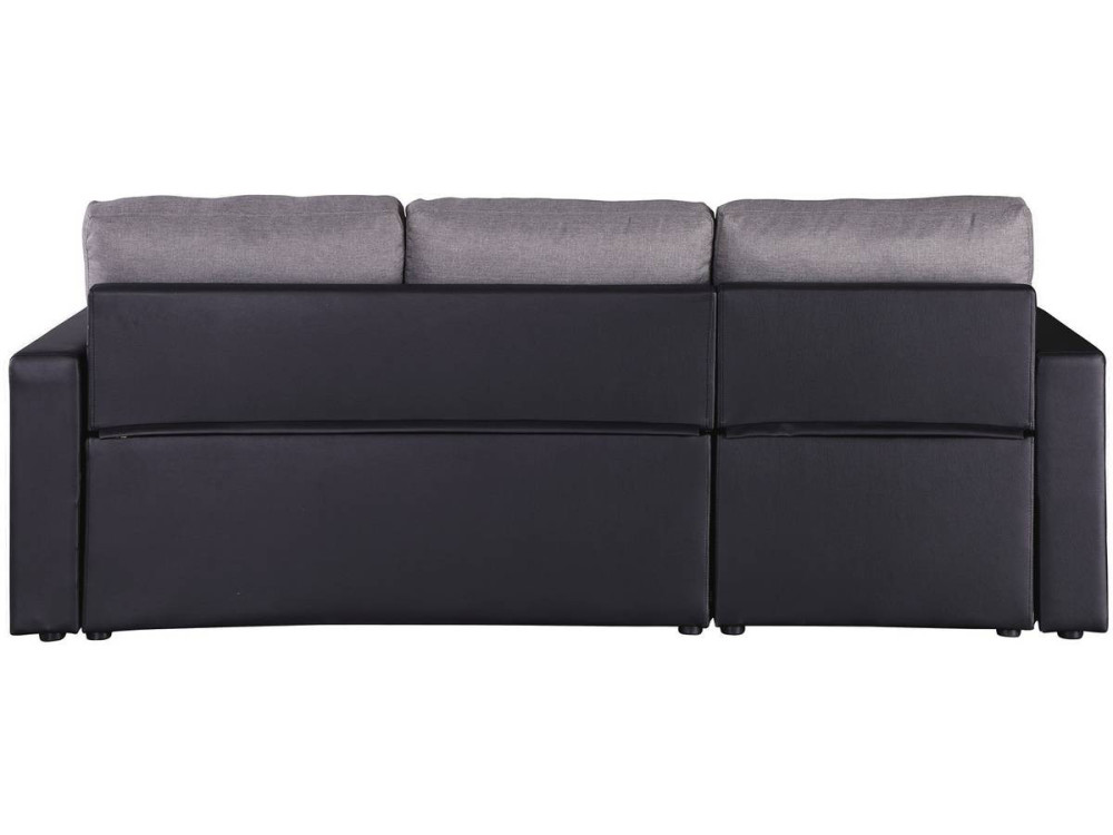 Kanapa narożna rozkładana "Alain" ze skrzynią na pościel - 221 x 145 x 85 cm - 3 miejsca - Szaro-czarna
