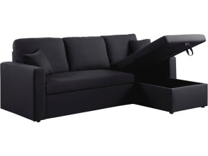 Kanapa narożna "Alain" - 221 x 145 x 85 cm - 3 miejsca - Czarna