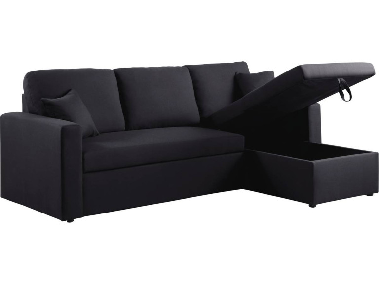 Kanapa narożna "Alain" - 221 x 145 x 85 cm - 3 miejsca - Czarna