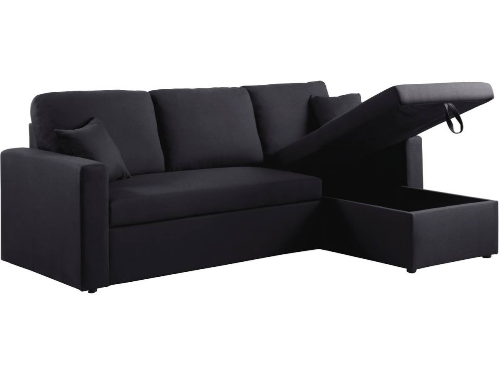 Kanapa narożna "Alain" - 221 x 145 x 85 cm - 3 miejsca - Czarna