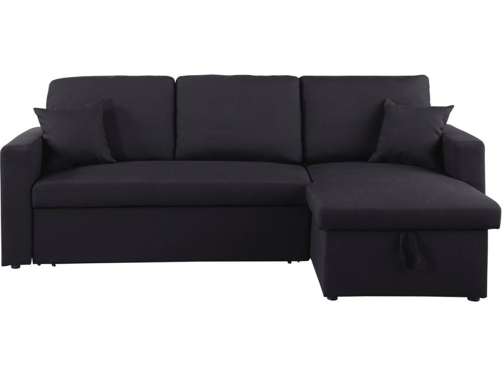 Kanapa narożna "Alain" - 221 x 145 x 85 cm - 3 miejsca - Czarna