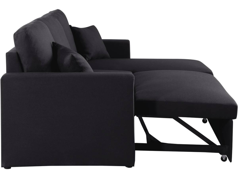 Kanapa narożna "Alain" - 221 x 145 x 85 cm - 3 miejsca - Czarna