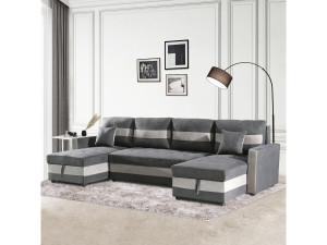 Panoramiczna rozkładana sofa "Antoine" ze schowkami - 5-osobowa - Ciemnoszary/jasnoszary 2