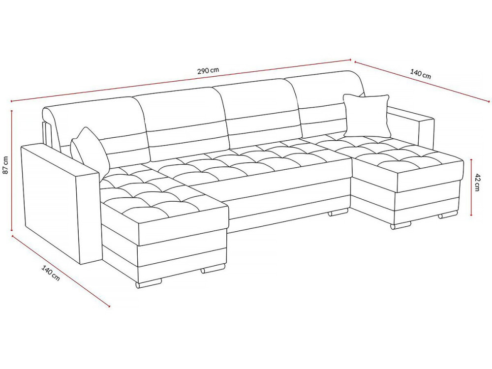 Panoramiczna rozkładana sofa "Antoine" ze schowkami - 5-osobowa - Ciemnoszary/jasnoszary