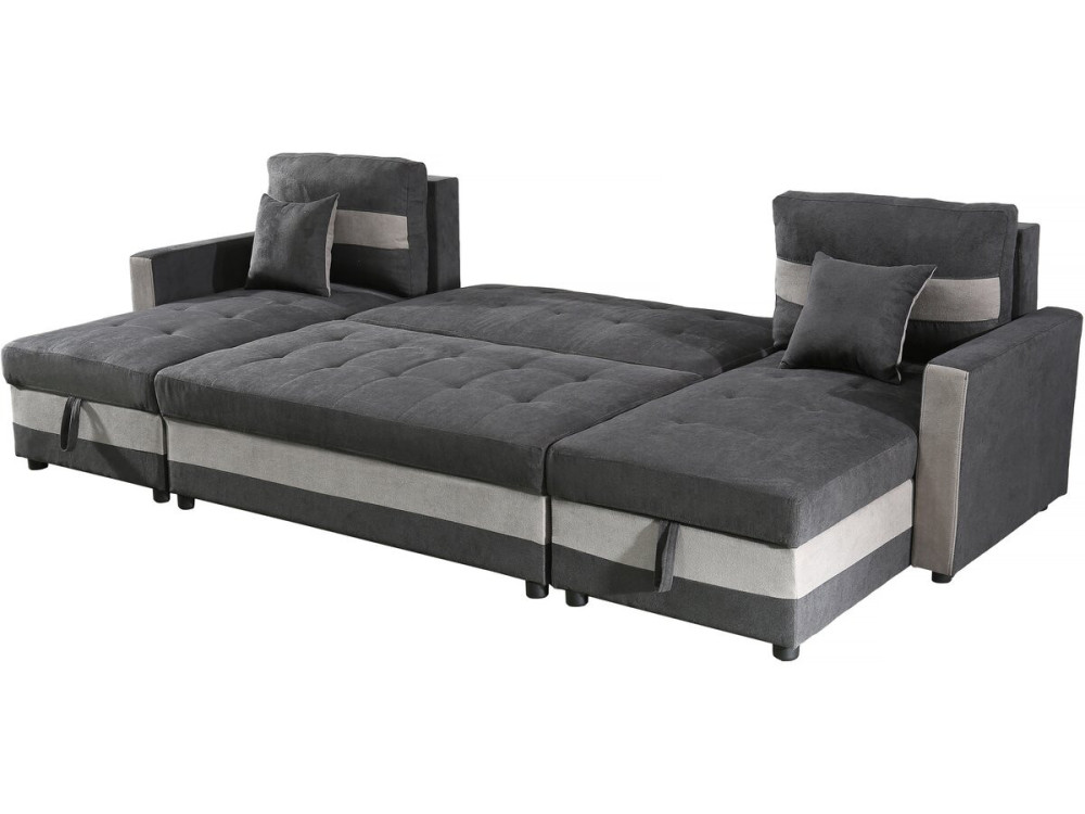 Panoramiczna rozkładana sofa "Antoine" ze schowkami - 5-osobowa - Ciemnoszary/jasnoszary