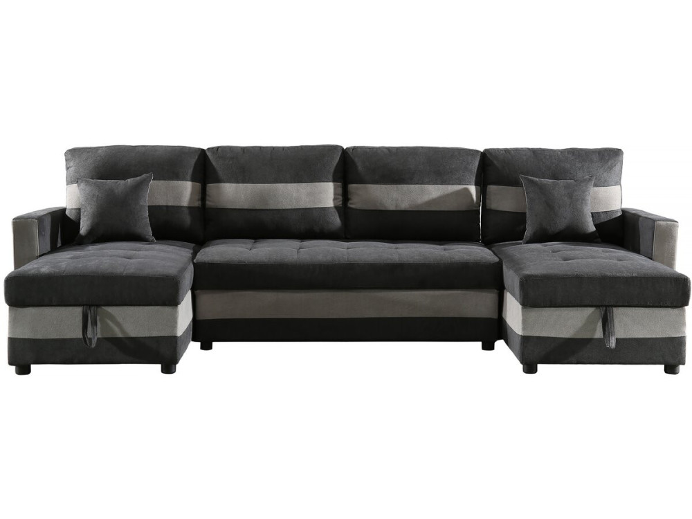 Panoramiczna rozkładana sofa "Antoine" ze schowkami - 5-osobowa - Ciemnoszary/jasnoszary