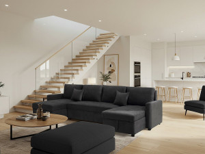 Panoramiczna rozkładana sofa "Antoine" ze schowkami - 5-osobowa - Ciemnoszary 2