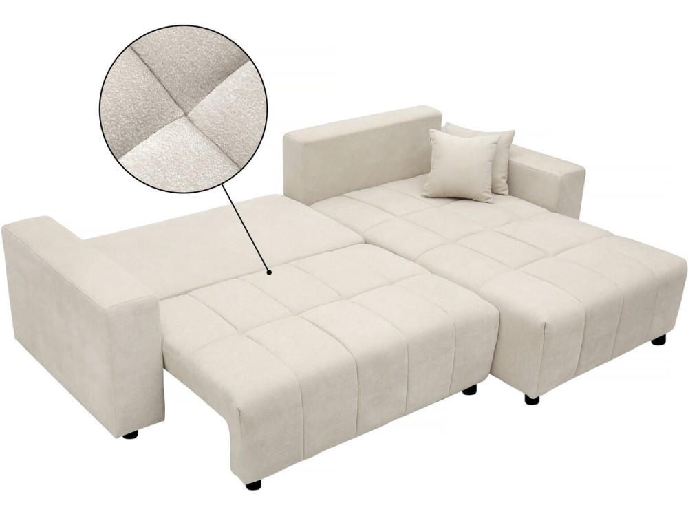 4-osobowa sofa narożna "George" w stylu bubble z tkaniny szenilowej - beżowa