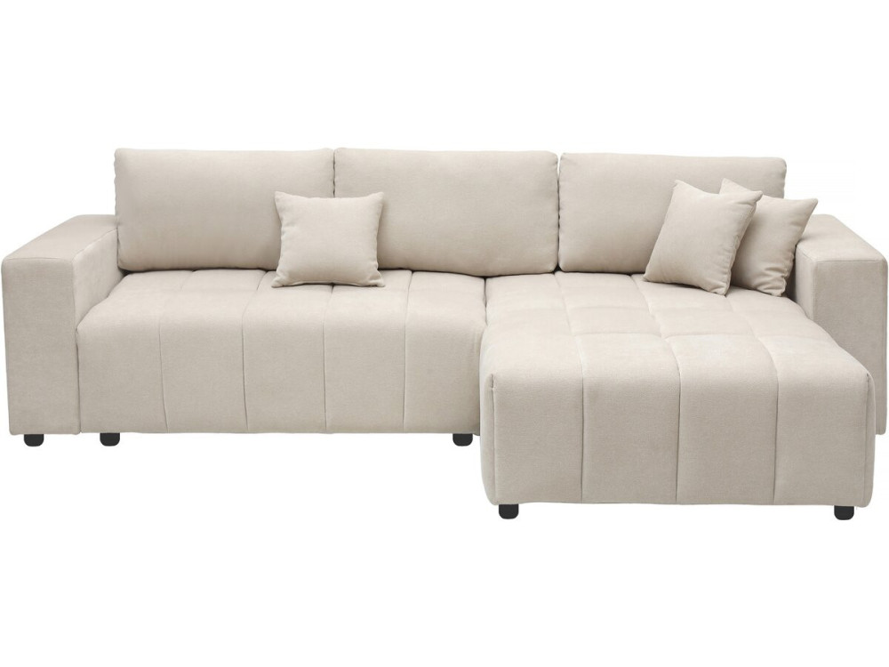 4-osobowa sofa narożna "George" w stylu bubble z tkaniny szenilowej - beżowa