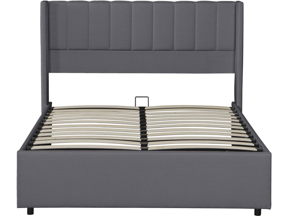 Lit double en tissu avec coffre "Saint-Moritz" - 140 x 190 cm - Gris