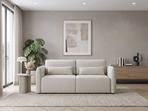 3-osobowa sofa prosta z funkcją rozkładania, obita tkaniną „Concorde” – beżowa 2