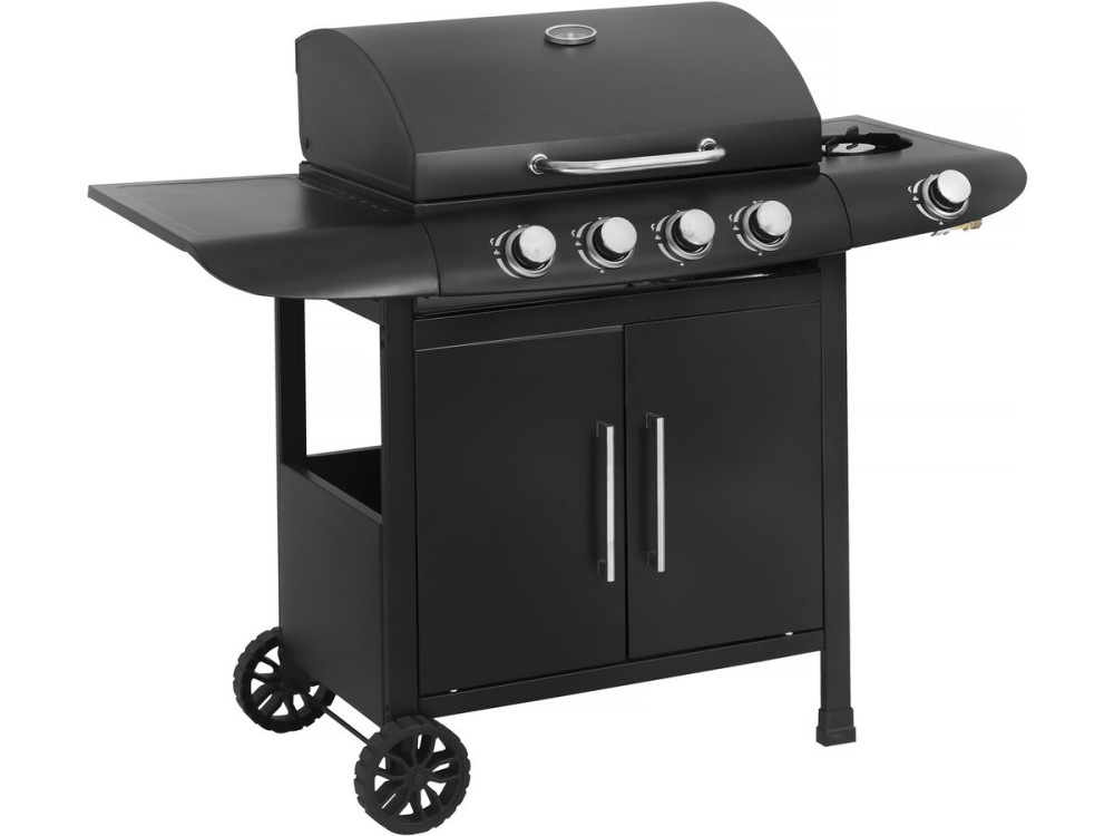 Grill gazowy "Feria 5" - 5 palników w tym 1 boczny - 14,5 kW - Czarny