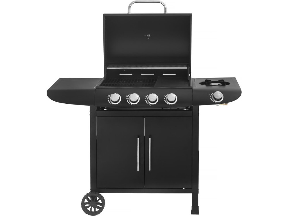 Grill gazowy "Feria 5" - 5 palników w tym 1 boczny - 14,5 kW - Czarny