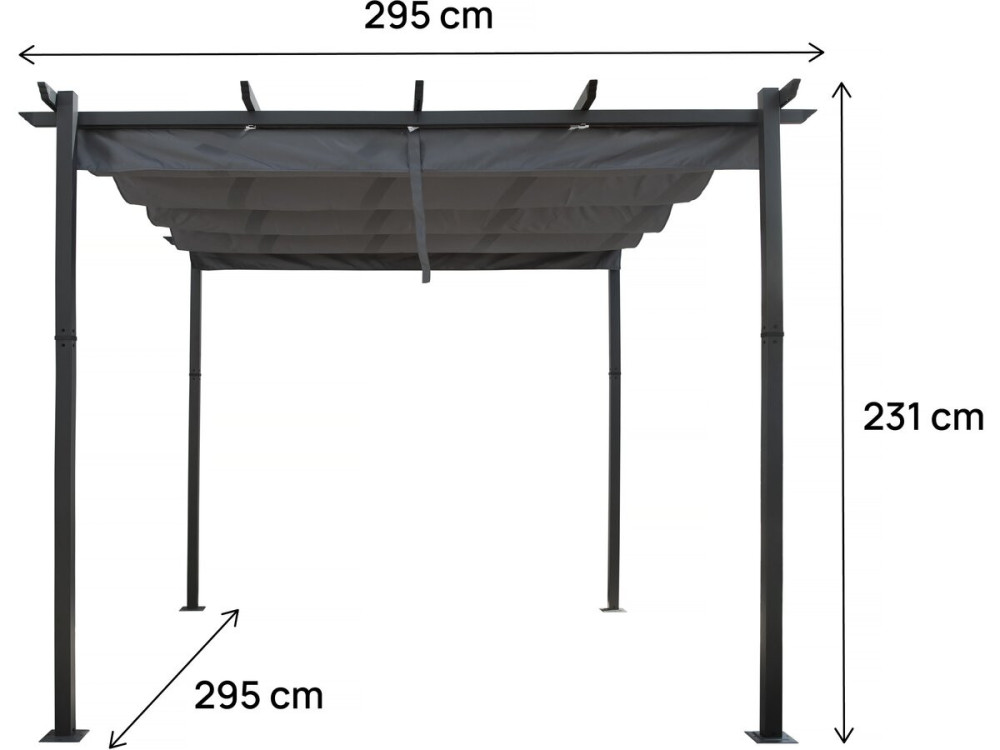 Aluminiowa pergola z rozsuwanym dachem - 3 x 3 m - Szary