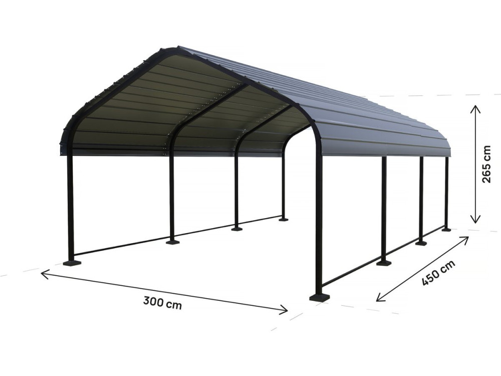 Metalowa wiata samochodowa "Phoenix" - 13,5 m² - Szara