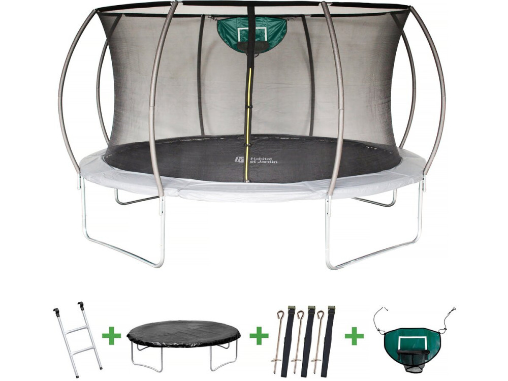 Trampolina z siatką wewnętrzną "jumper" - Ø 4,25 m - Szara