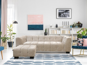3-osobowa prosta designerska sofa z tkaniny szenilowej "Foch" - beżowa 2
