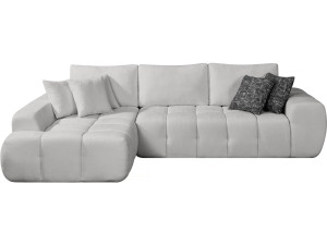 Sofa narożna "Sidonie" lewa w tkaninie bąbelkowej - 4-osobowa - Szary