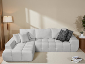 Sofa narożna "Sidonie" lewa w tkaninie bąbelkowej - 4-osobowa - Szary 2