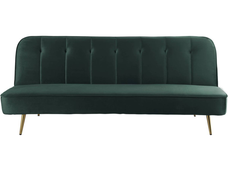 Wersalka rozkładana "James" z weluru - 180 x 83 x 75 cm - 3 miejsca - Ciemnozielona