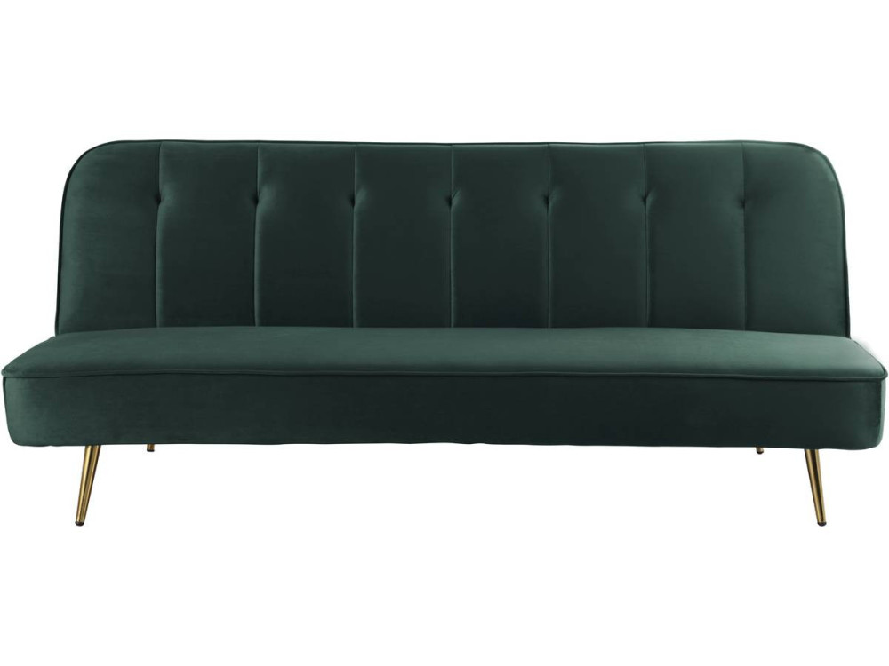 Wersalka rozkładana "James" z weluru - 180 x 83 x 75 cm - 3 miejsca - Ciemnozielona