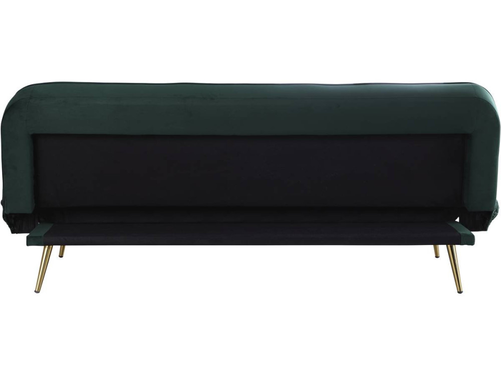 Wersalka rozkładana "James" z weluru - 180 x 83 x 75 cm - 3 miejsca - Ciemnozielona